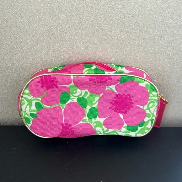 Lilly Pulitzer for Estée Lauder Pink and Green Floral Cosmetic Makeup Bag - Picture 7 of 8